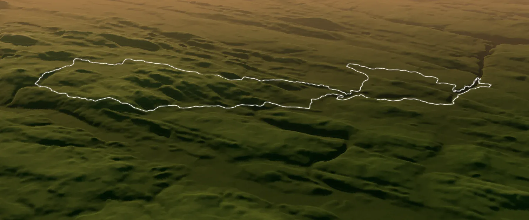 Relief réel du parcours de Canyon des Portes de l'Enfer 45 km — Rimouski, avec le tracé officiel du départ à l'arrivée