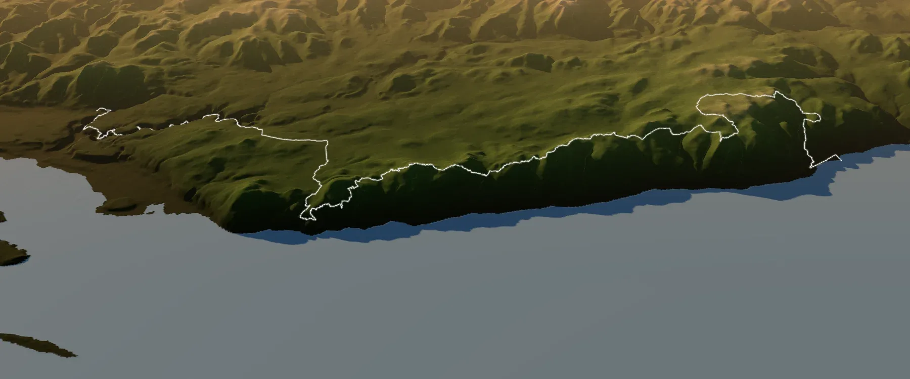 Real relief of the Québec Mega Trail 80 km course, with the official line from start to finish
