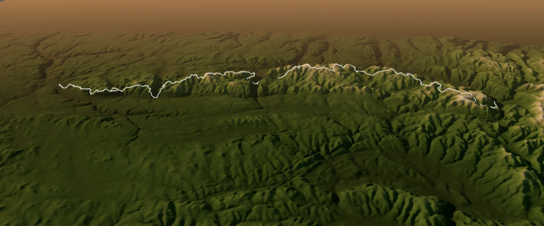 Real relief of the Chic-Chocs 170 km — La grande traversée course, with the official line from start to finish