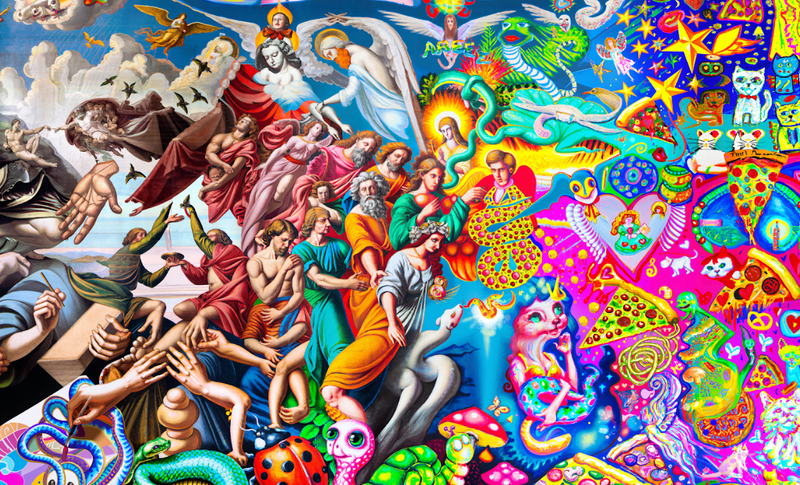 details AI outpainting mandala based on fragment from the Sistine Chapel, AR filter - Dalle-2 - 2023