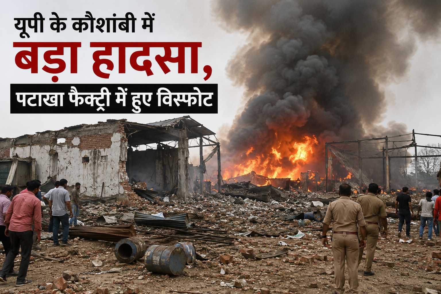 UP: कौशांबी में पटाखा फैक्ट्री में भीषण विस्फोट, 2 बच्चों समेत 7 की मौत; 15 लोग झुलसे, कई मकान क्षतिग्रस्त