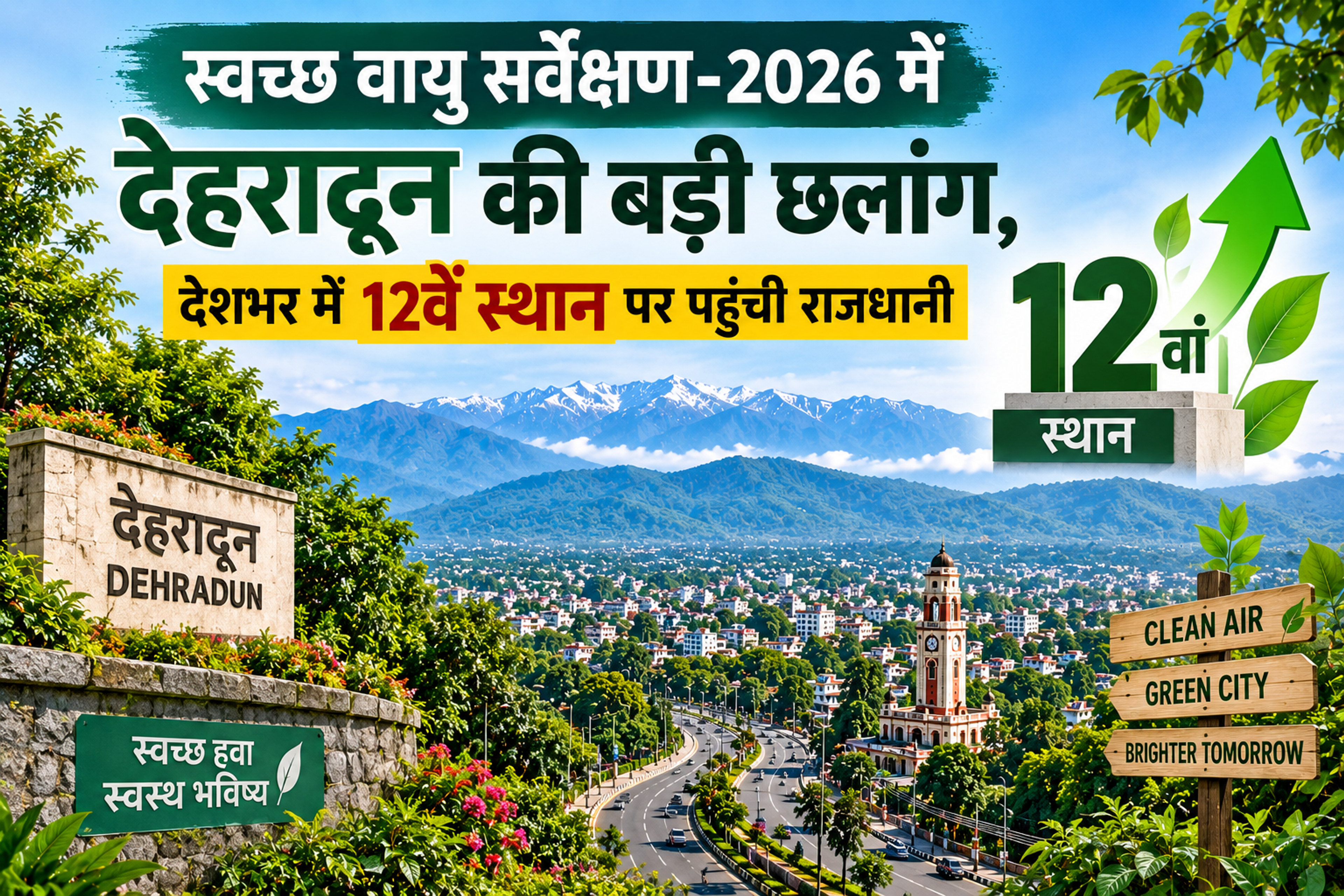 स्वच्छ वायु सर्वेक्षण-2026 में देहरादून की बड़ी छलांग