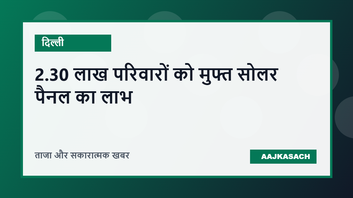 दिल्ली में 2.30 लाख परिवारों को मुफ्त सोलर पैनल का लाभ, बिजली खर्च घटाने की दिशा में बड़ा कदम
