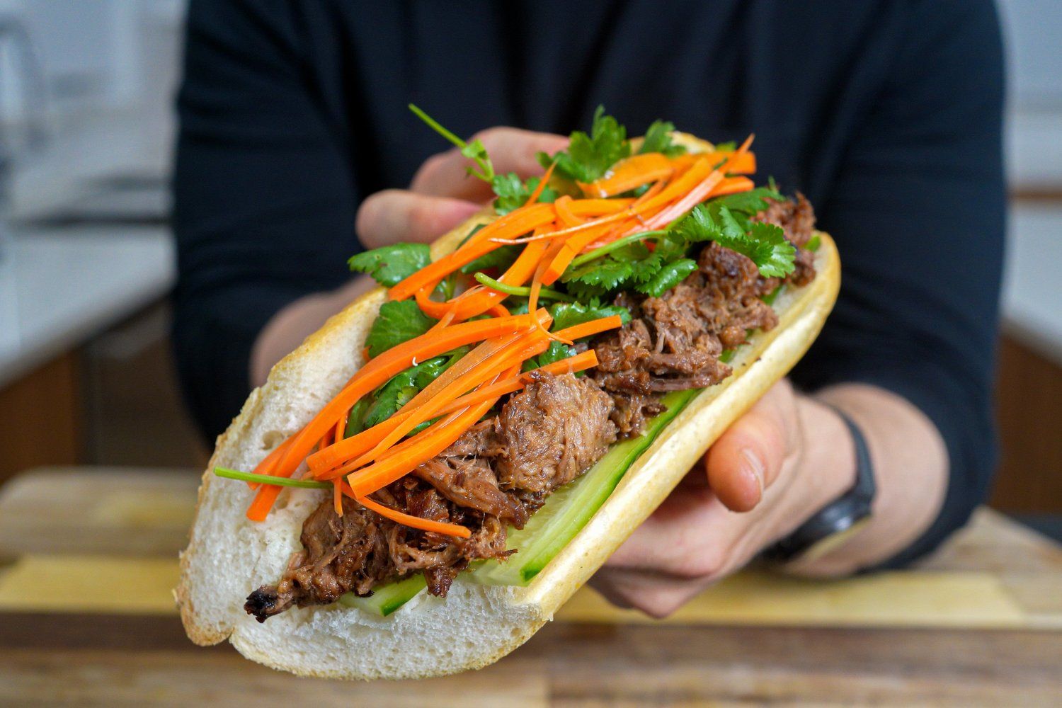 Leftover Braised Meat Banh Mi Assemble the sandwich CookWell