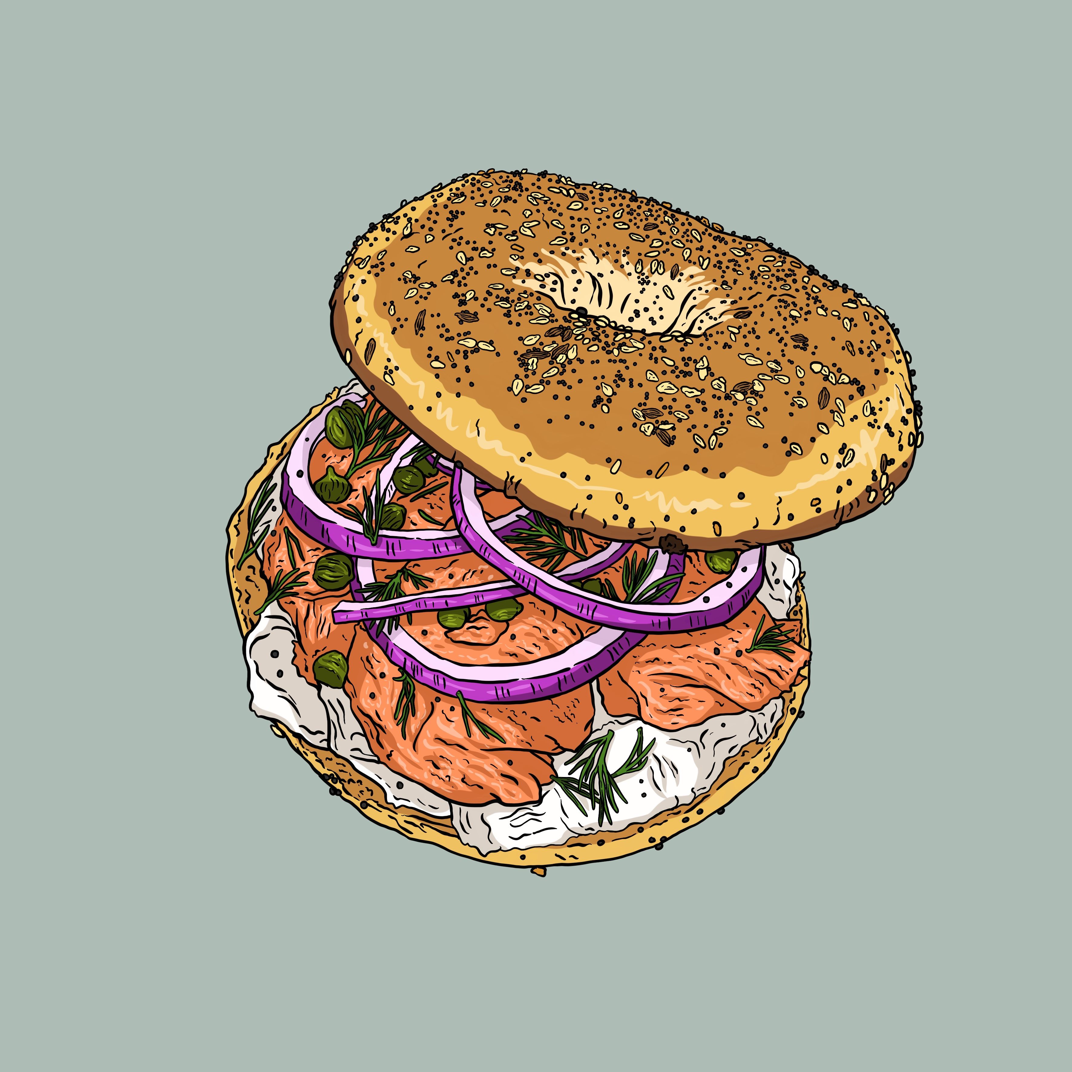 Salmon Lox &amp; Cream Cheese Bagel | CookWell