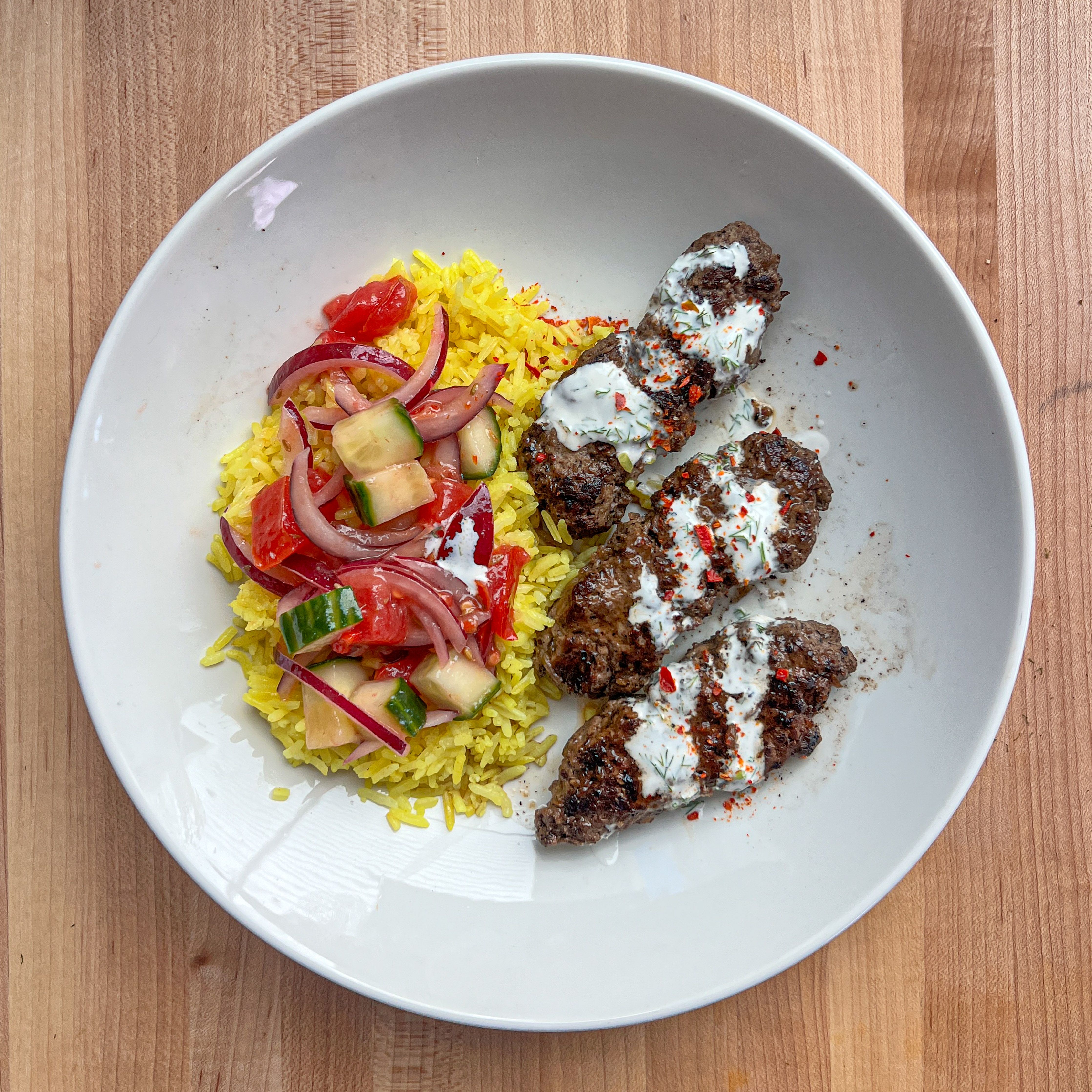 Baladi Salad & Beef Kebab Rice Plate-image