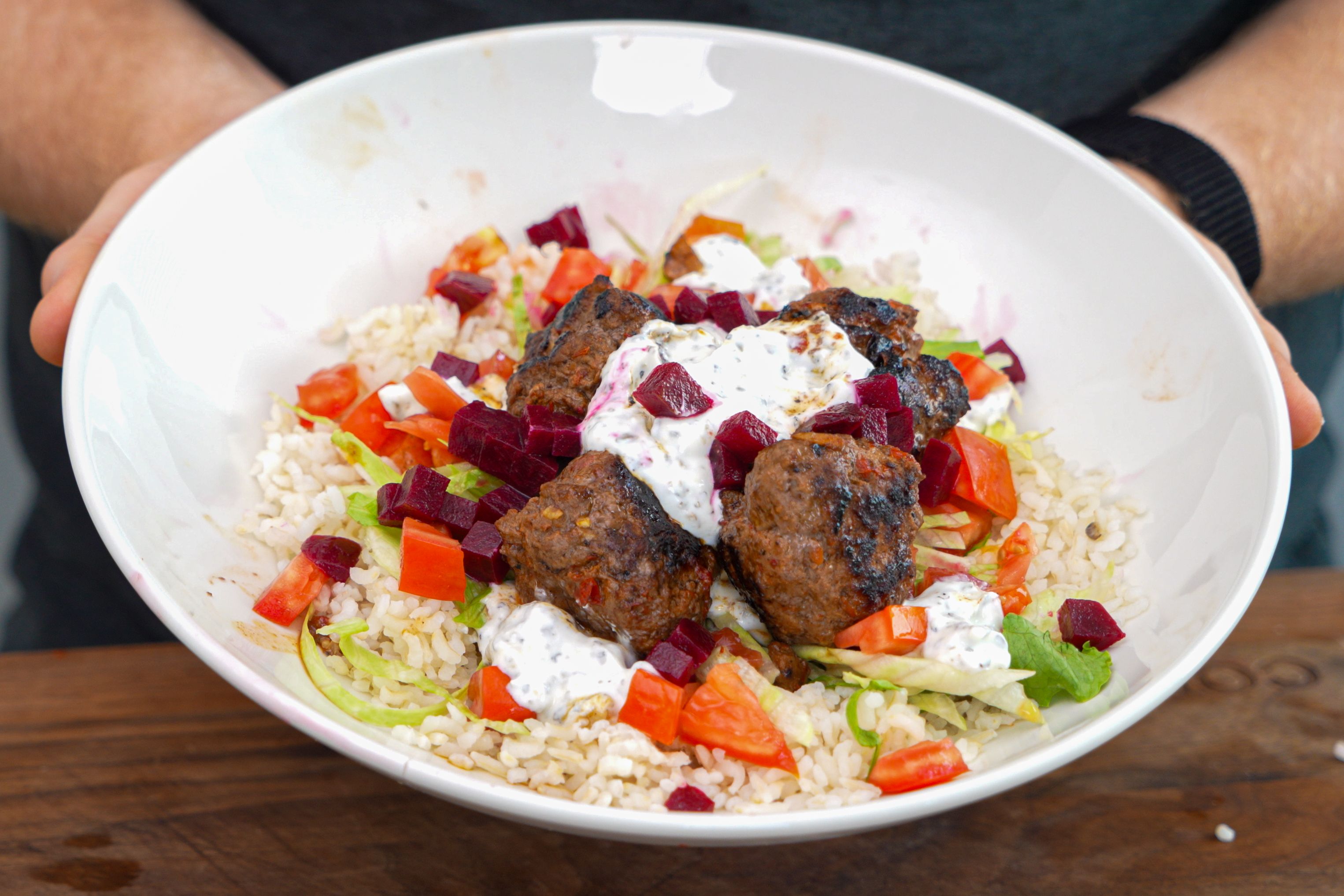 Spicy Garlicky Bison Meatball & Rice Bowl | CookWell