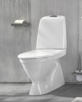 Bildet viser et gulvstående toalett