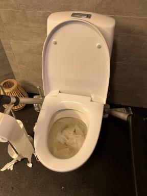 Bildet viser tett toalett av papir
