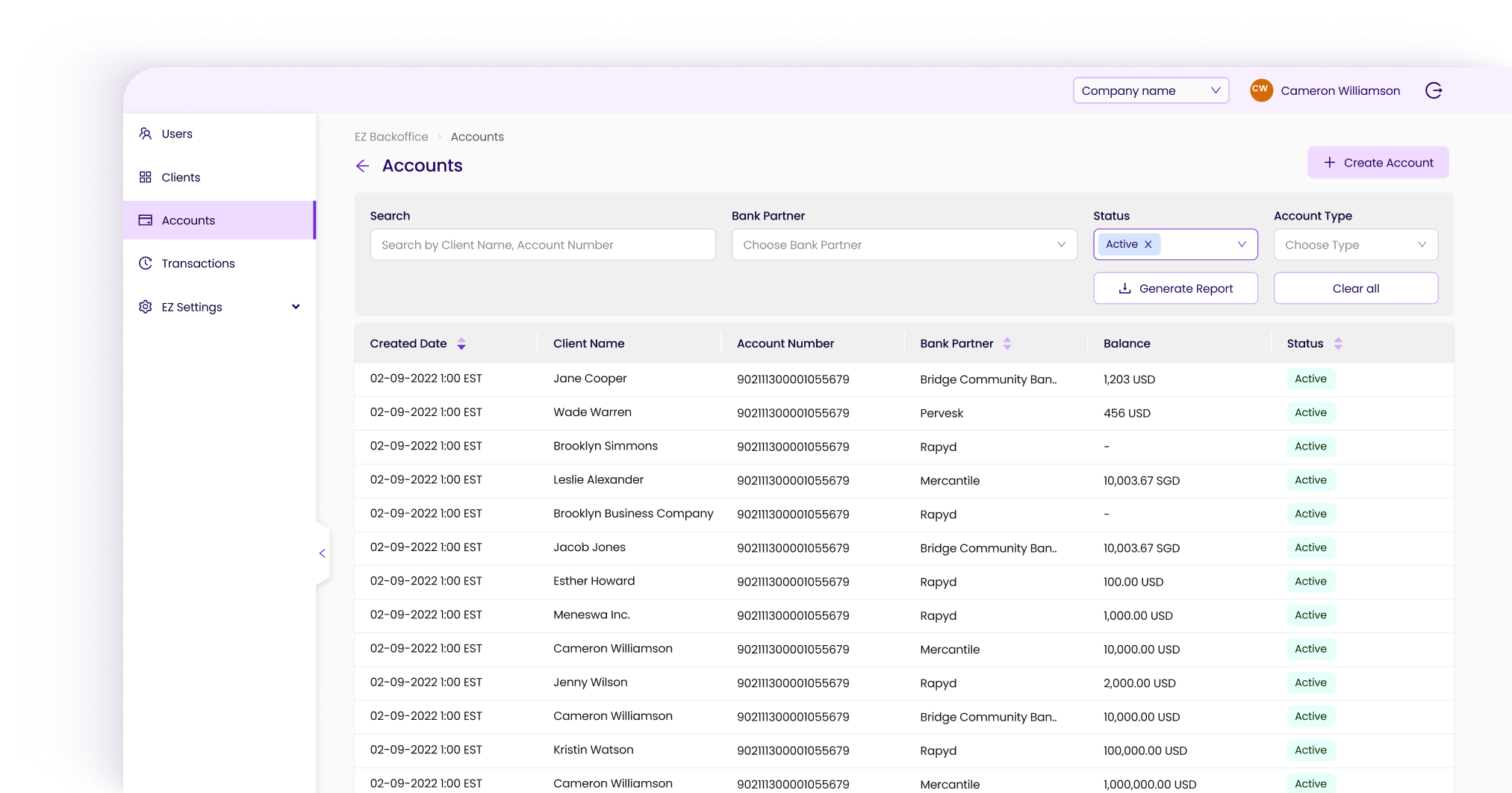 Accounts & Payments