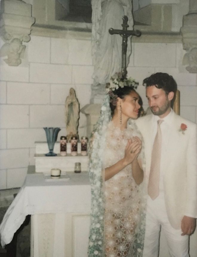 Jade and Adam at their wedding at the Château de Mairy in France, 2016.
