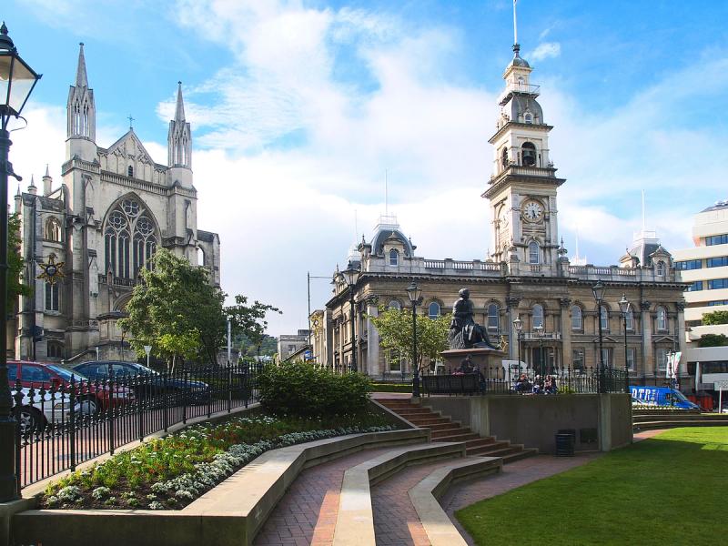 The iconic Dunedin city centre, representing our service area for southern new builds.