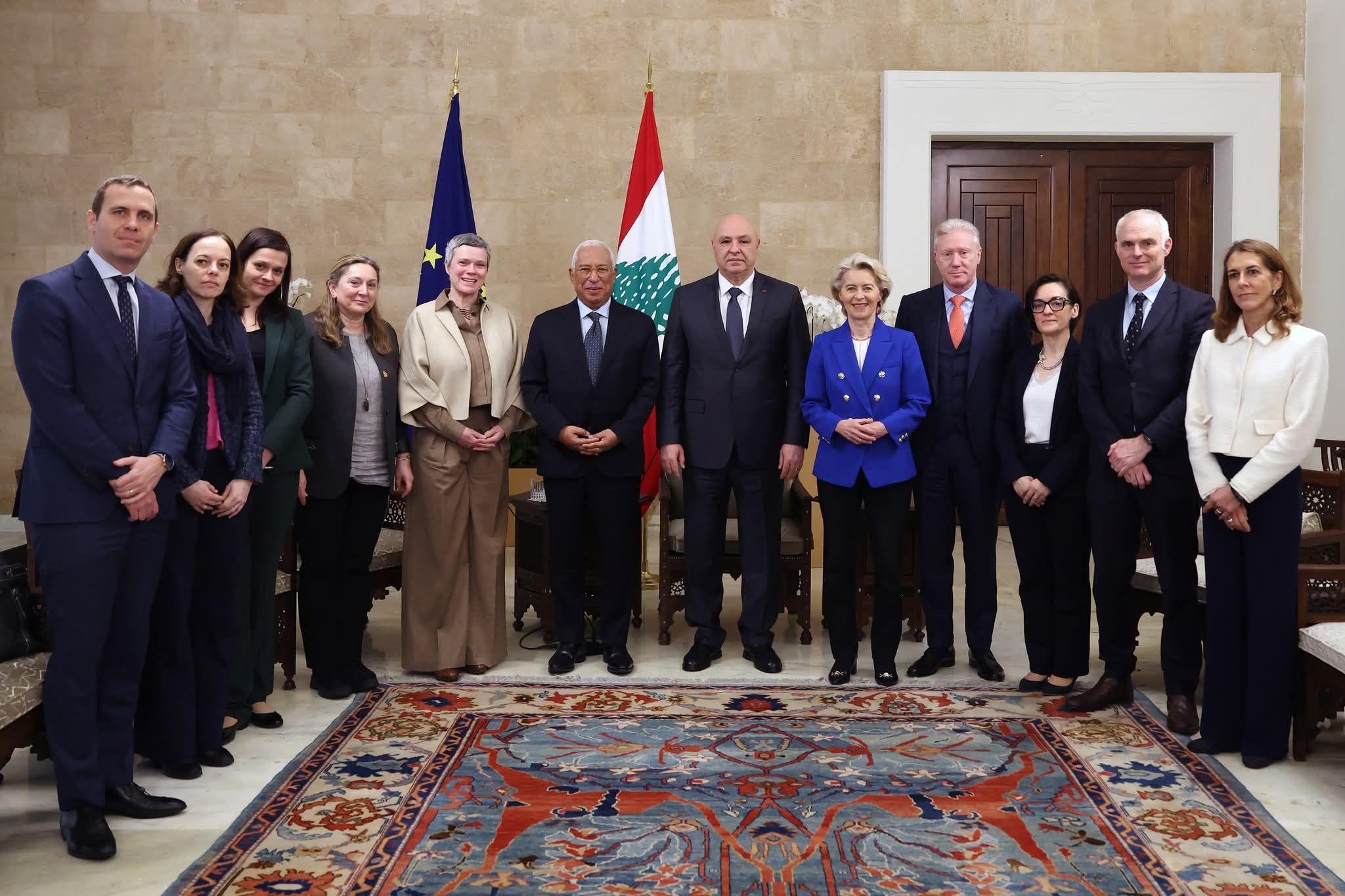 عون يبحث مع كوستا وفون دير لاين الاستقرار وعودة النازحين