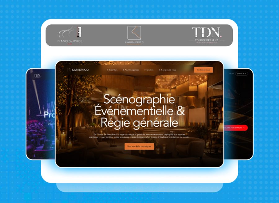 Mockup Karreprod : refonte des 3 sites du groupe