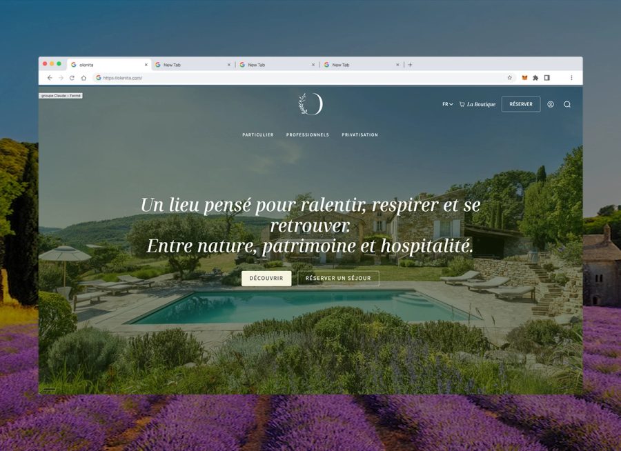 Mockup O’Lenita : site marchand + tunnel de réservation