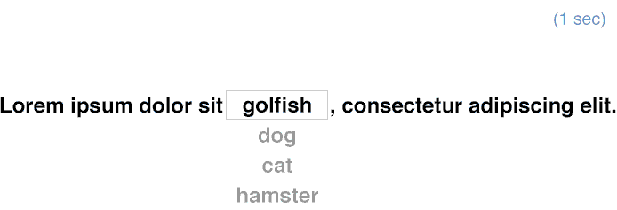 Example of text changing on a timer. This is a JavaScript animation I saw, liked, re-created and eventually binned.
