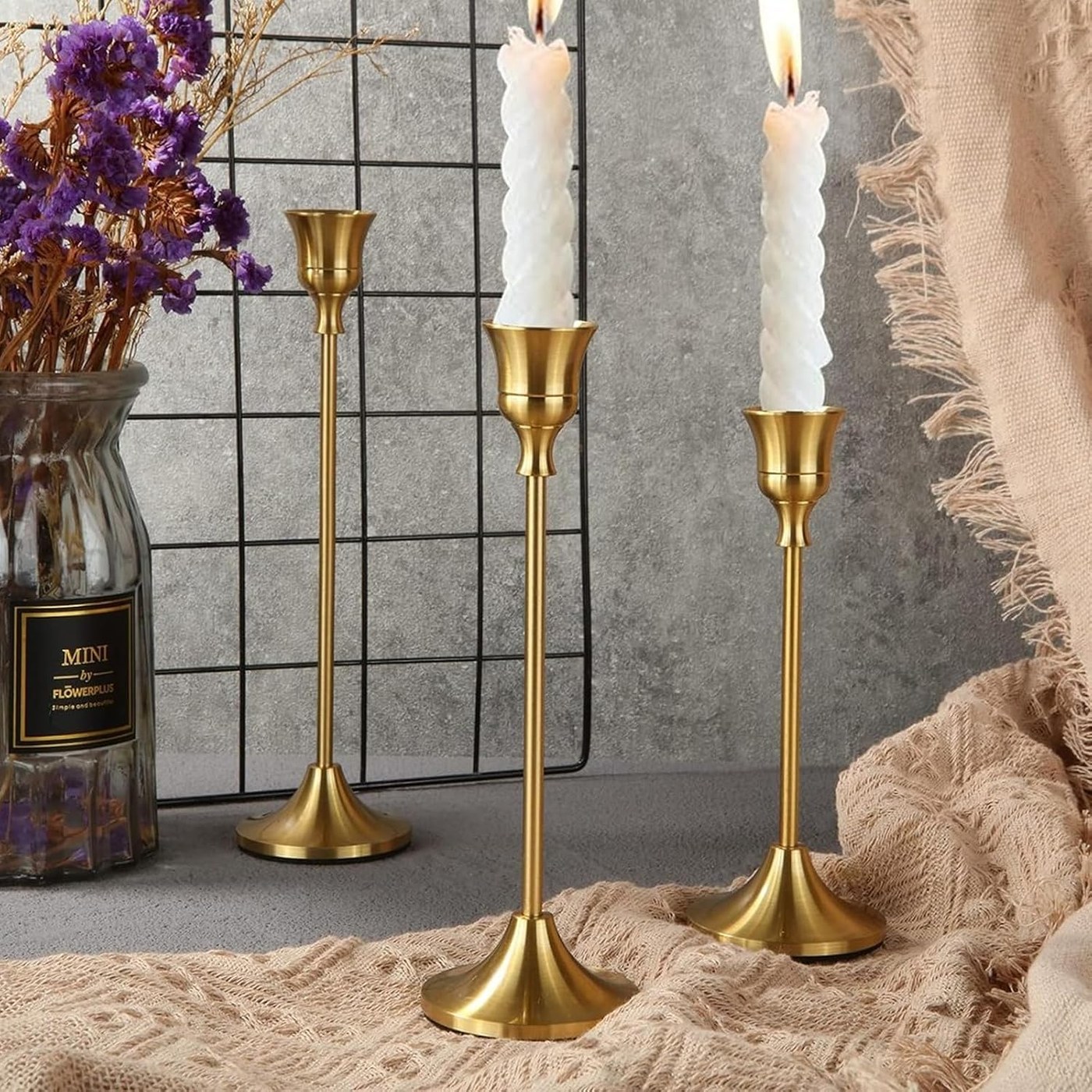 Gold Candle Holders Set of 3