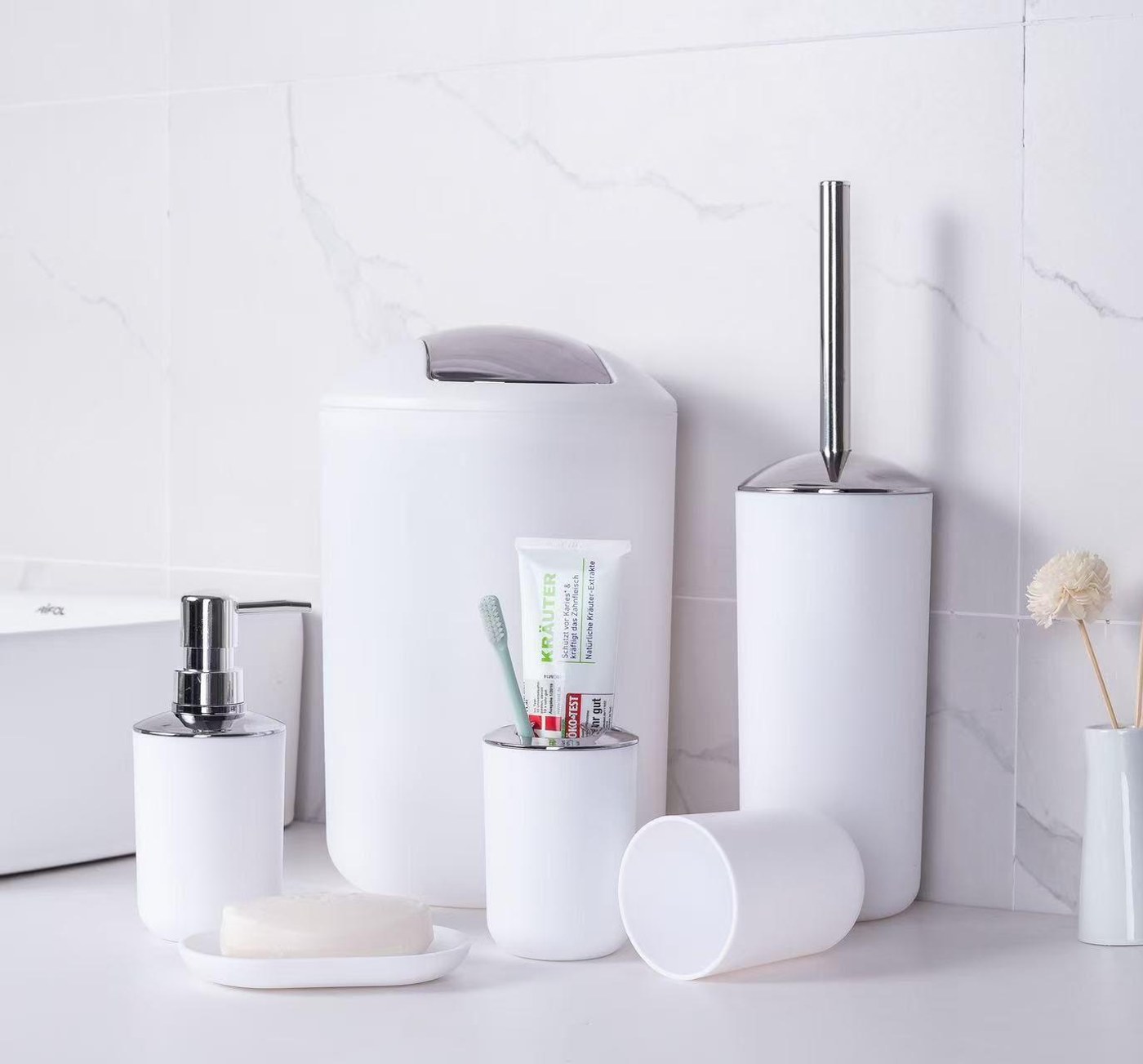 Bathroom series 6pcs white