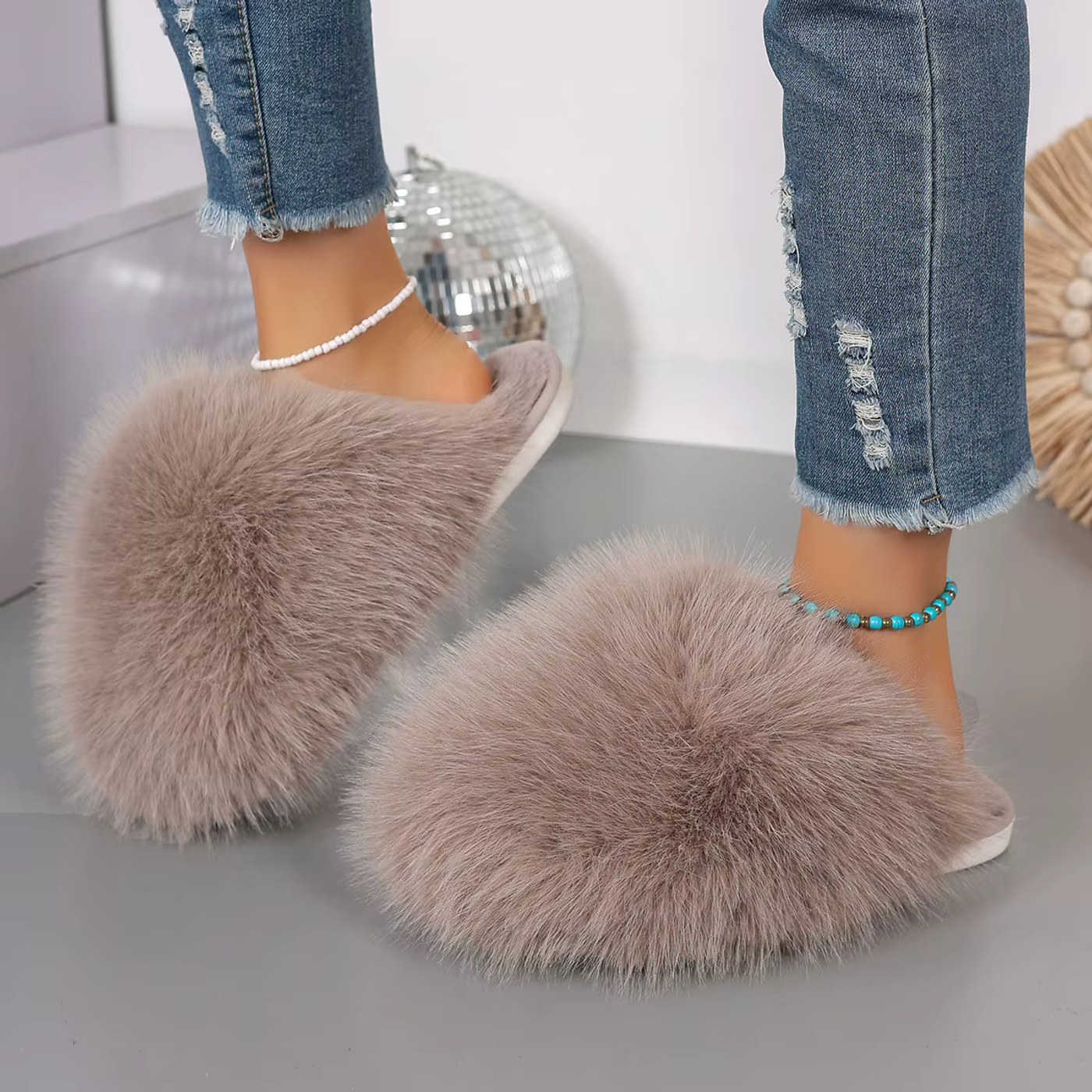 Fluffy Fux Fur Sandals - main view