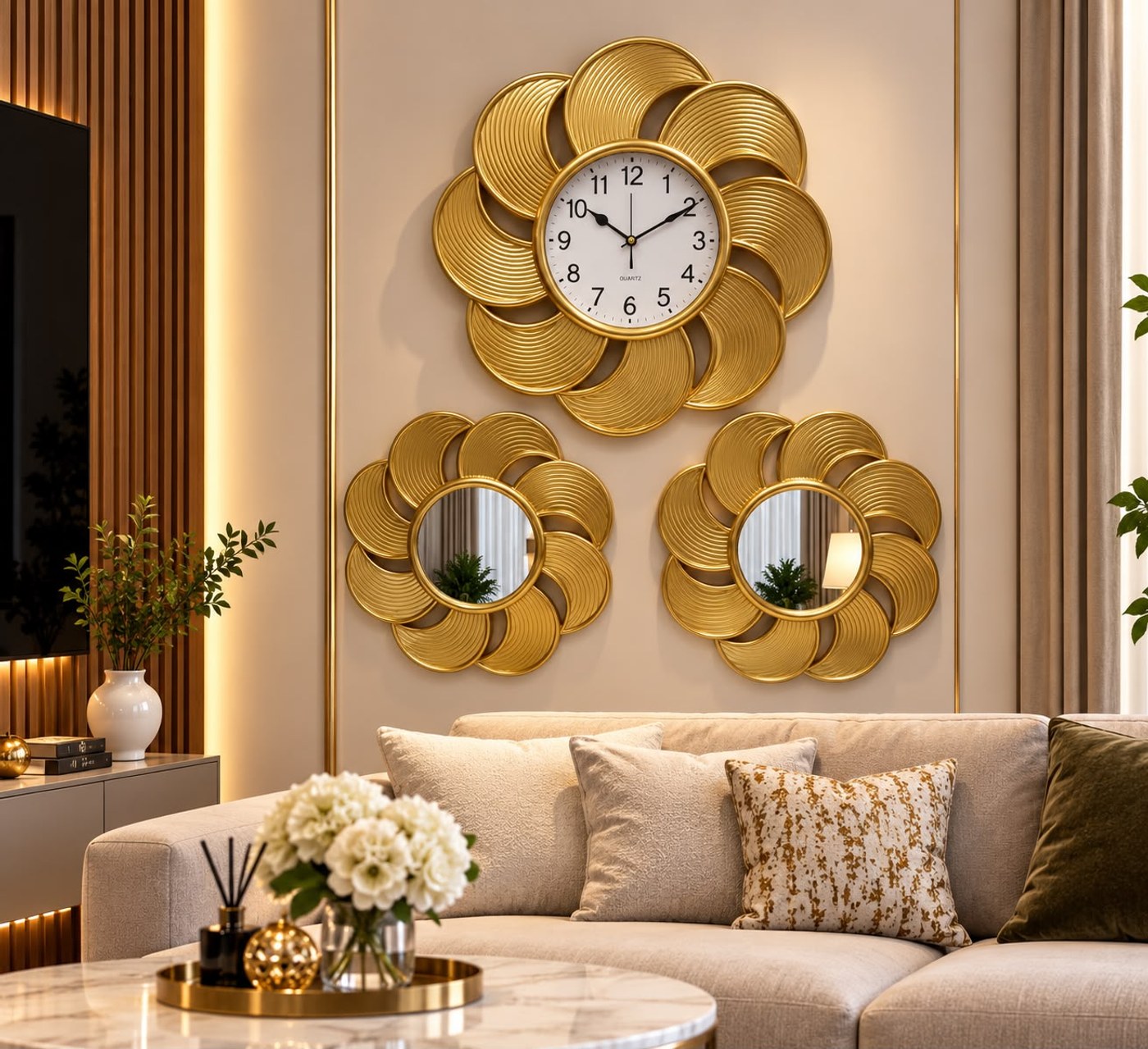 3 in 1 Big  Functional Mirror Clock view 5