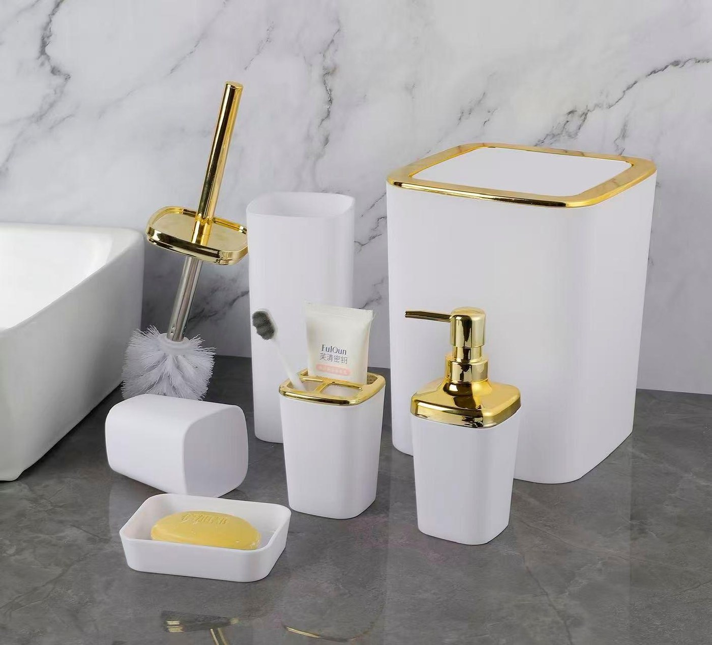 6 Pcs Gold Bathroom Set