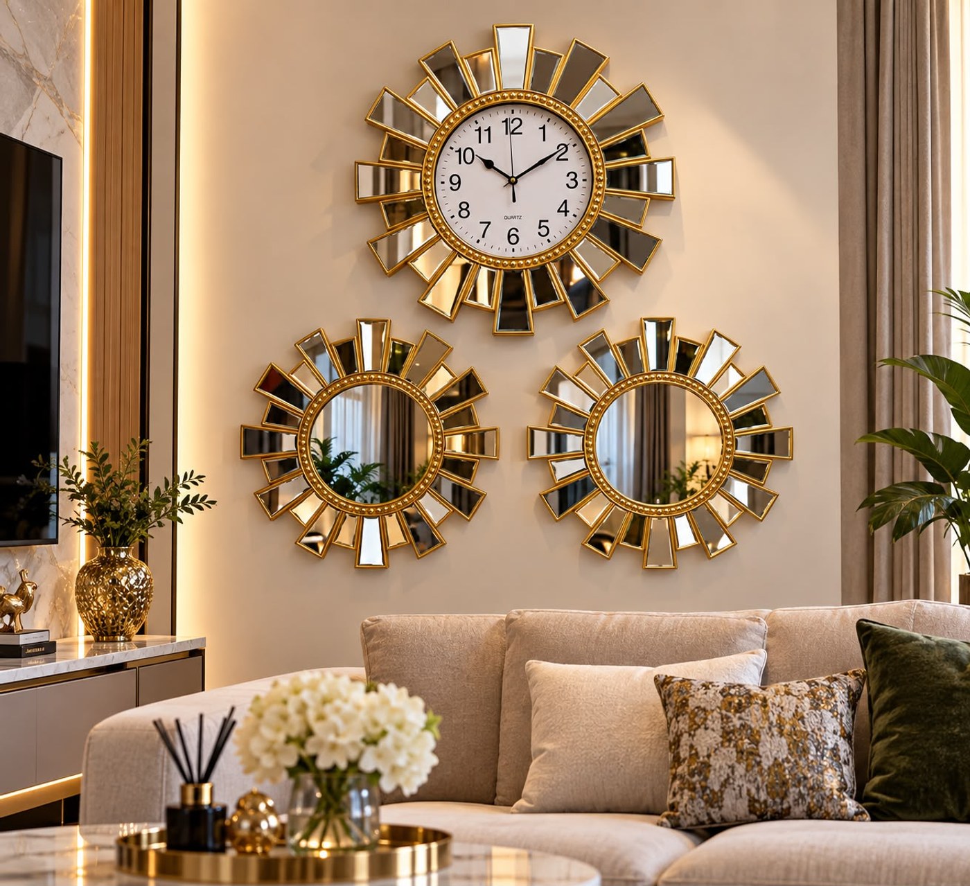 3 in 1 Big  Functional Mirror Clock view 3