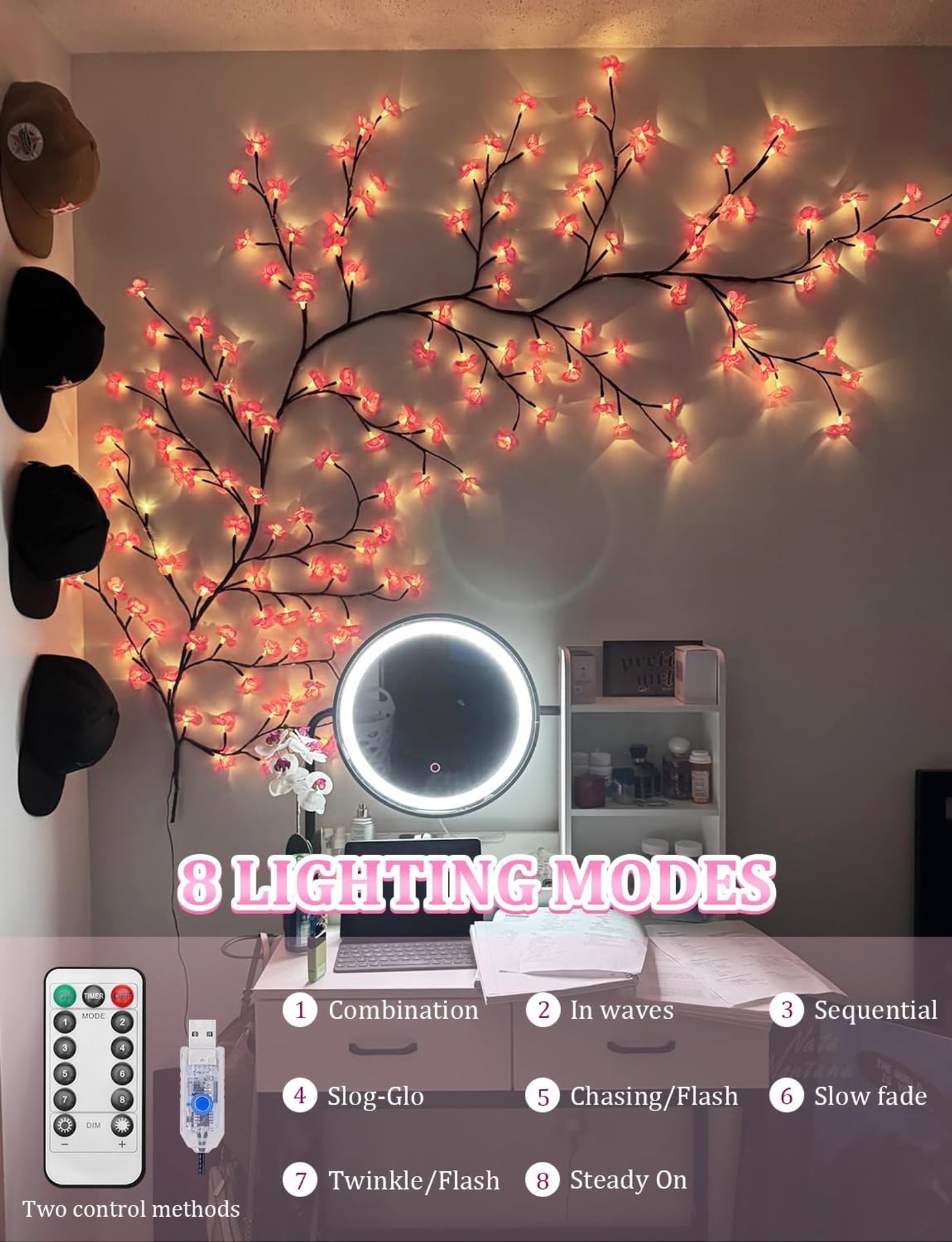 cherry Blossom LED Rattan
