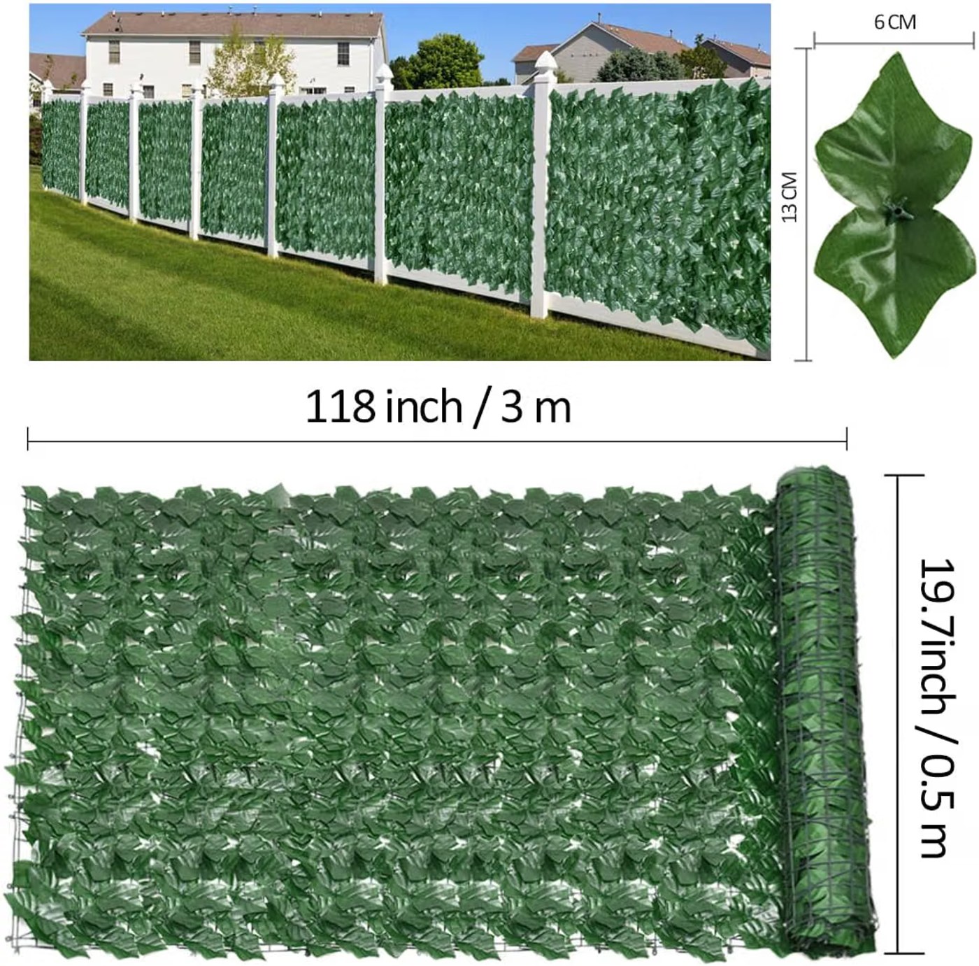 Green Balcony Fence – Artificial Leaf Privacy Screen view 3