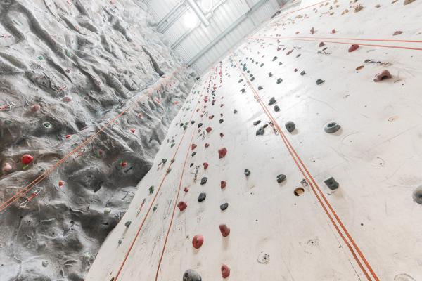 Climbing wall with challenging routes for a rewarding climbing experience.