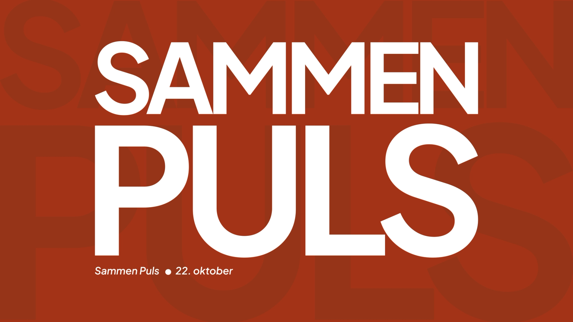 Teksten Sammen Puls på rød bakgrunn