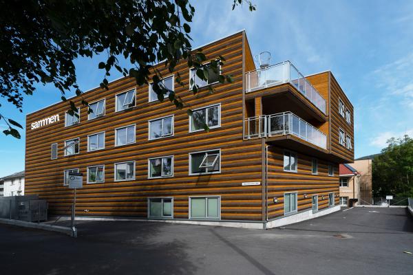 Facade of Frydenbø Student Housing.
