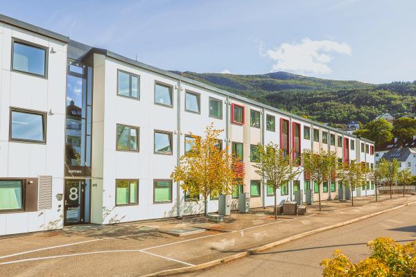 Fasade av Brann Stadion studentboliger.