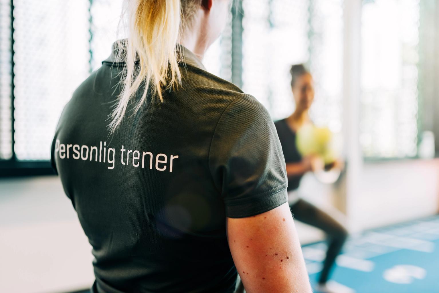 Personal Trainer guiding a client through a workout.