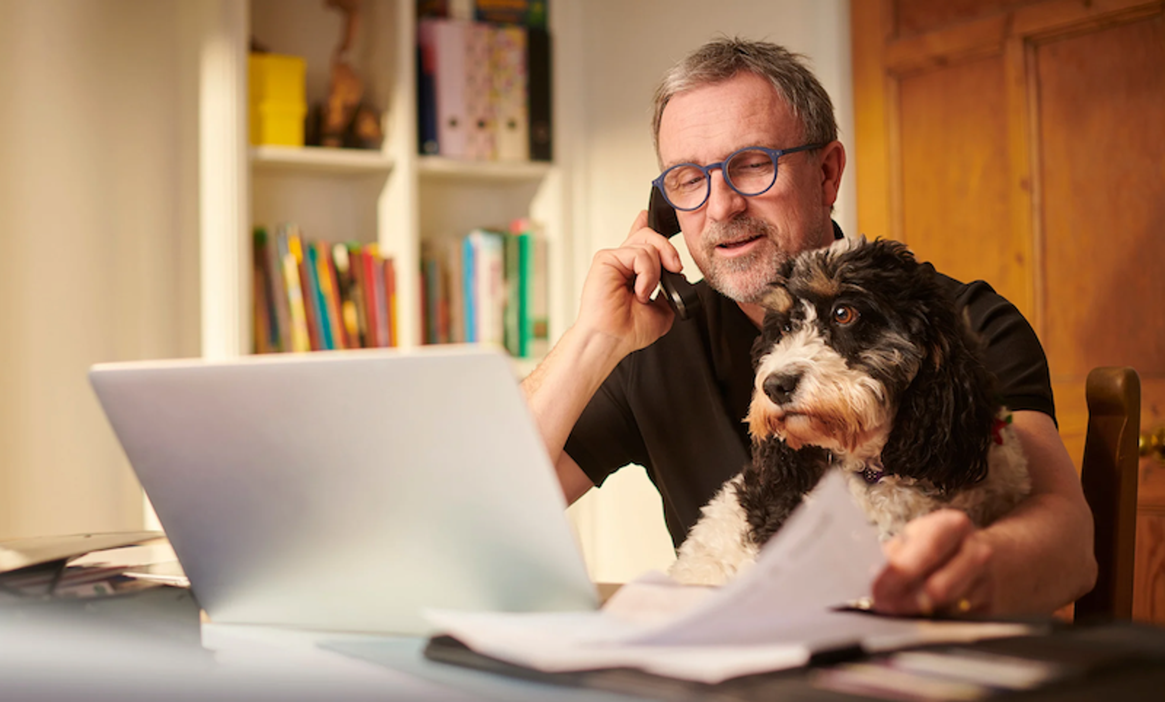 Business leader balancing work and relaxation time at home