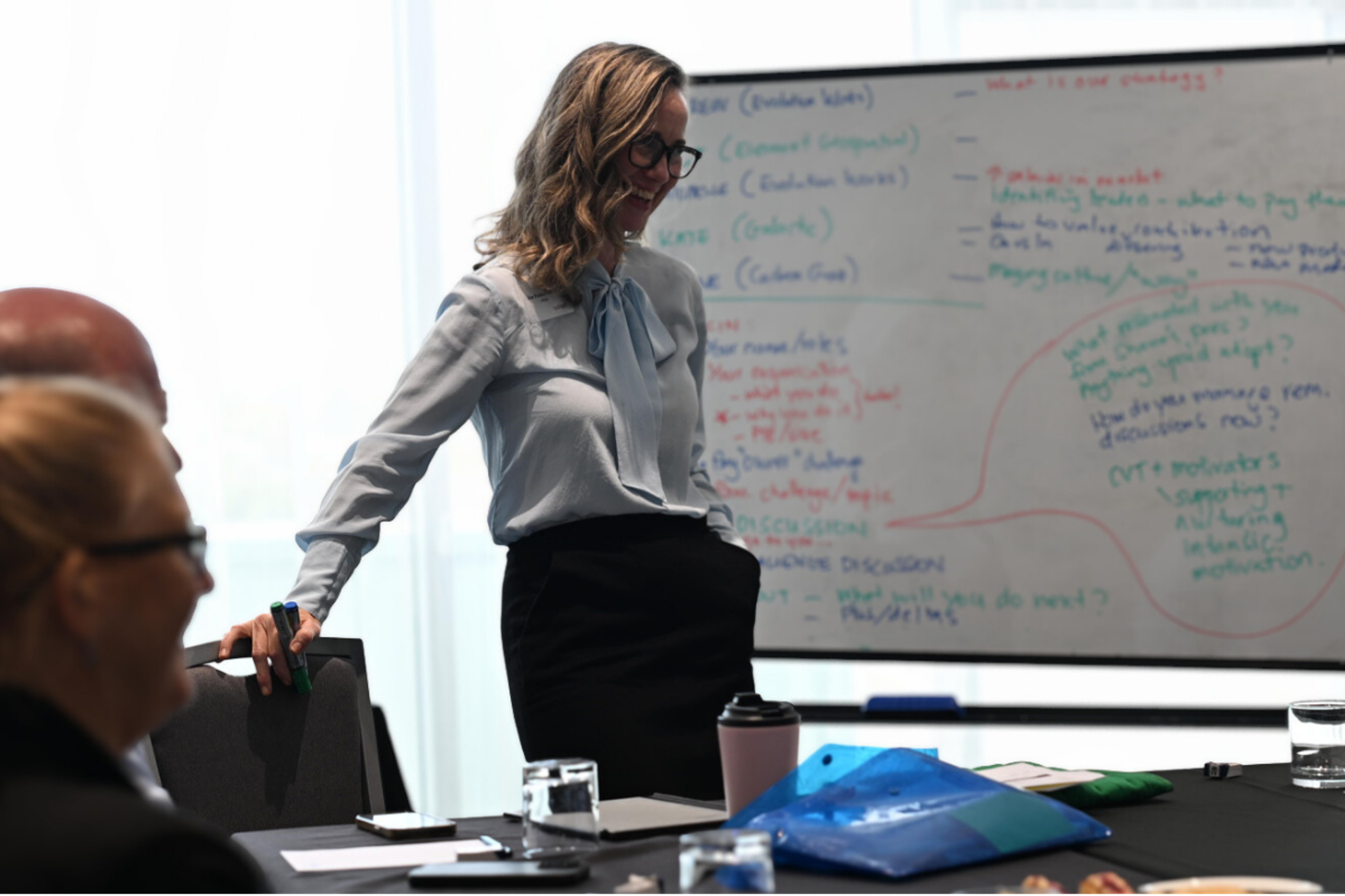 A business coach facilitating a workshop with the ownership and leadership team of a small-medium sized business