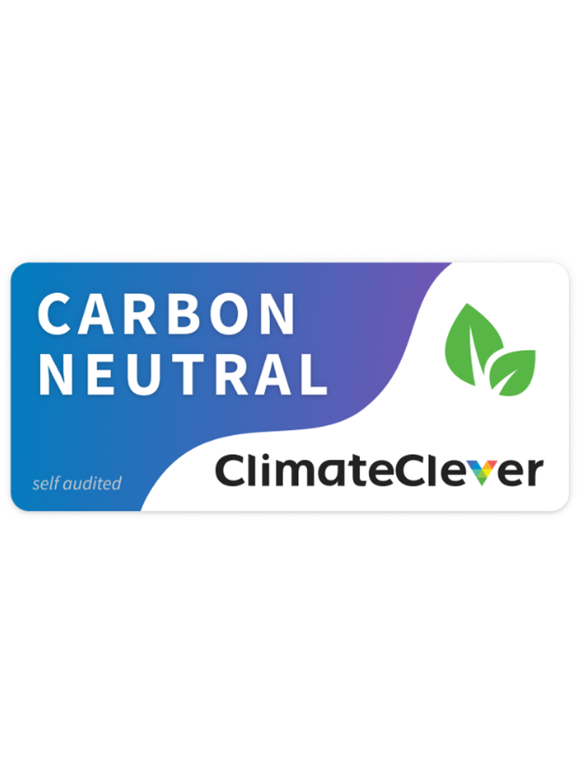 "Carbon Neutral badge awarded by ClimateClever, indicating self-audited carbon neutrality."