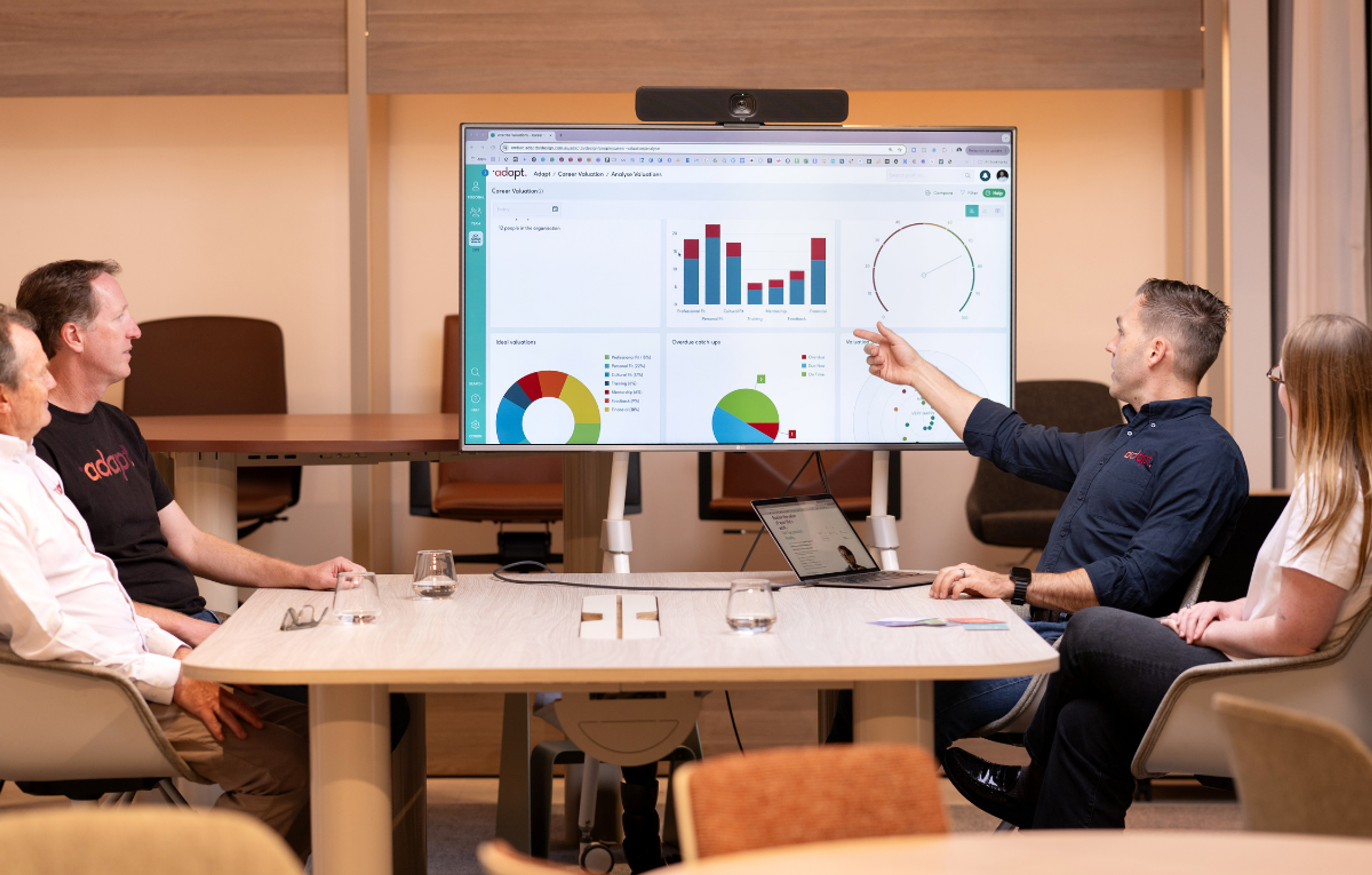 A dynamic and engaged team collaborating, demonstrating the principles of a high-performance workplace culture.