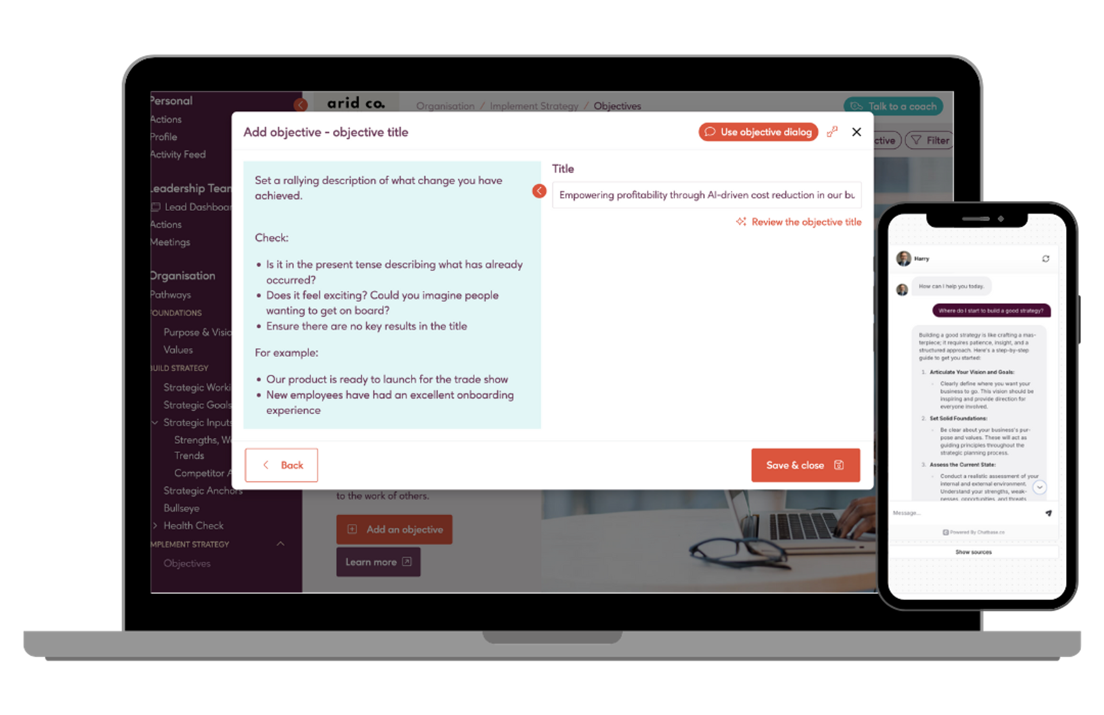Screen view of adapt HQ platform designed to help business owners achieve success.