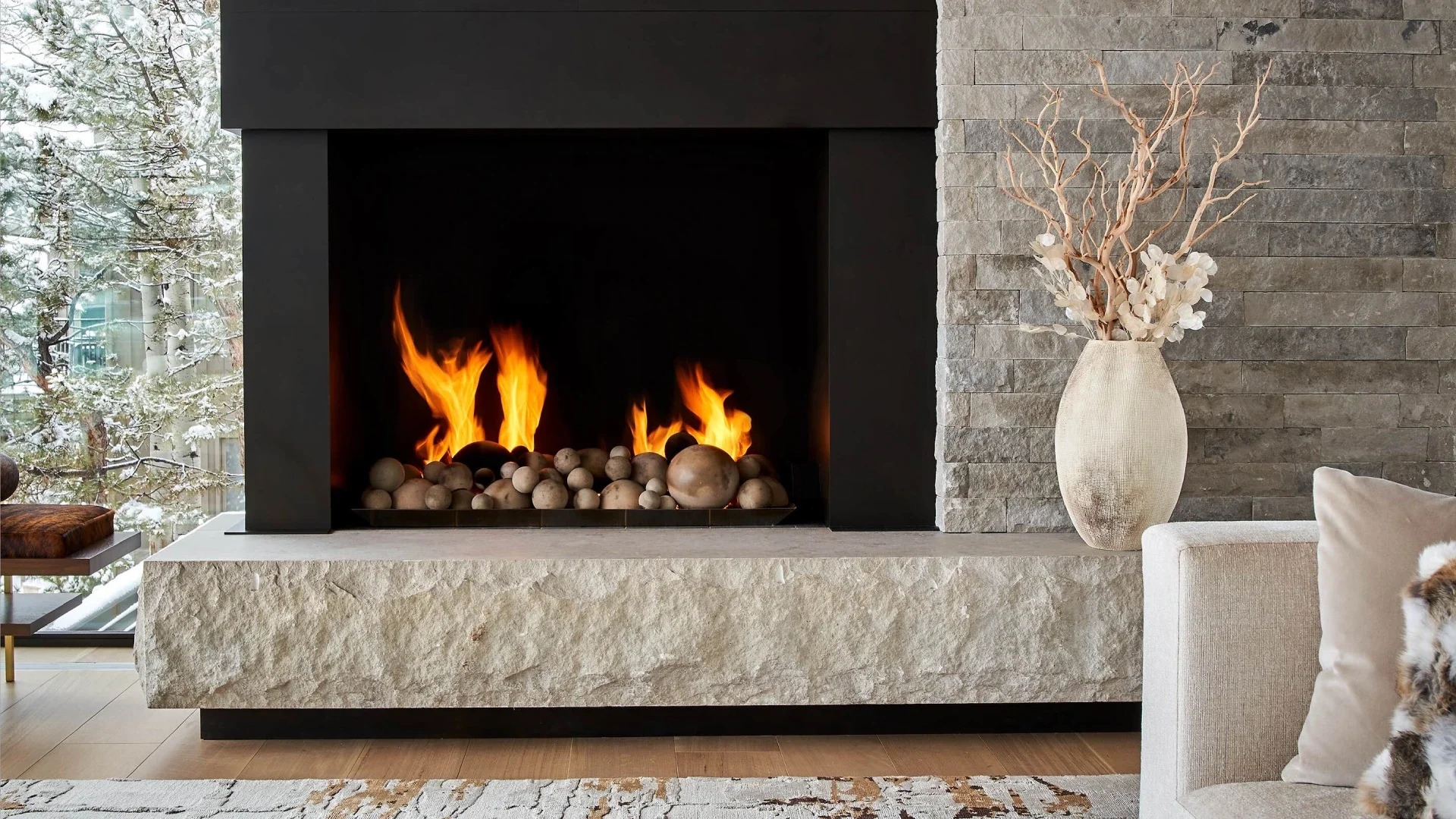 modern fireplace