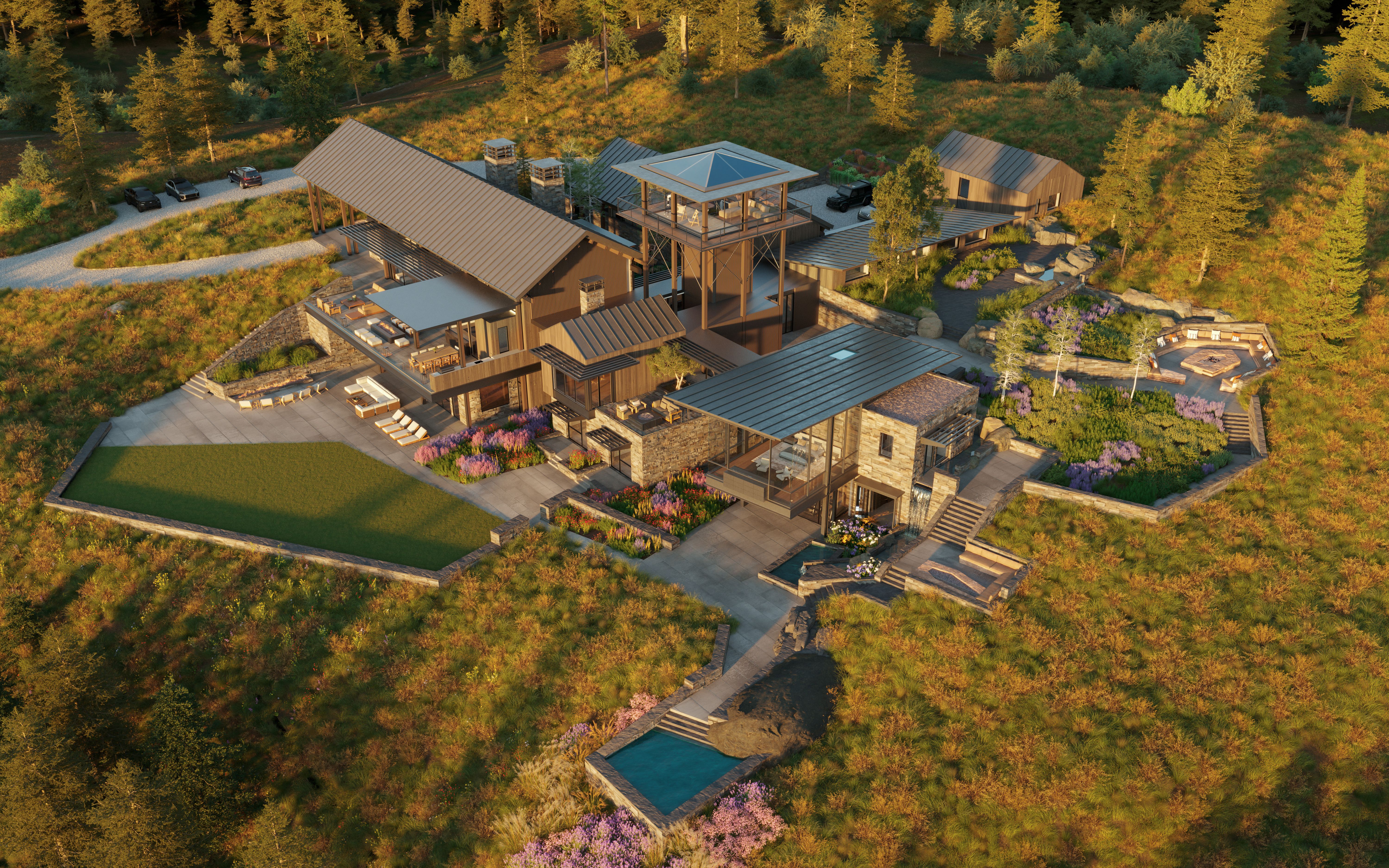 An Aerial View of the High Alpine Ranch property