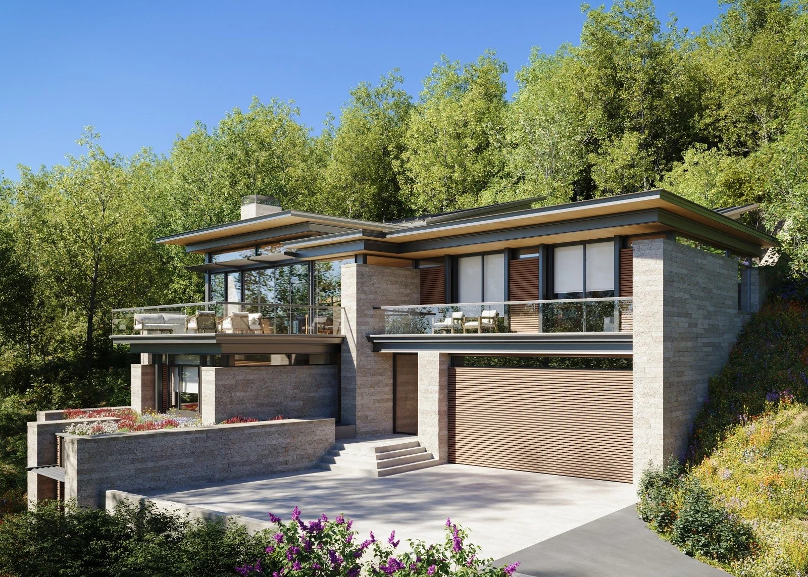 modern home on a hillside