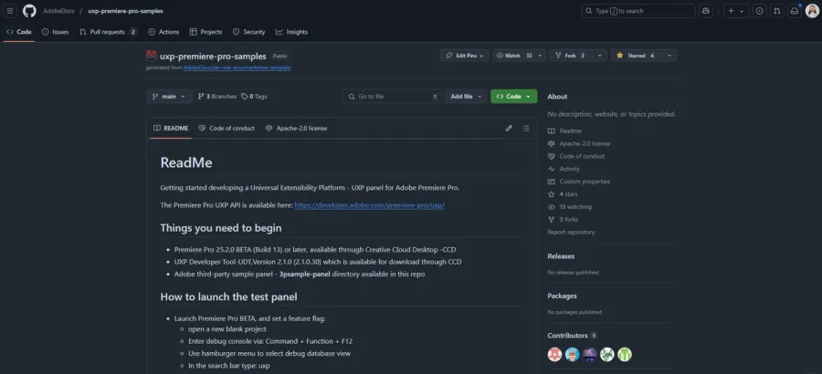 https://github.com/AdobeDocs/uxp-premiere-pro-samples/
