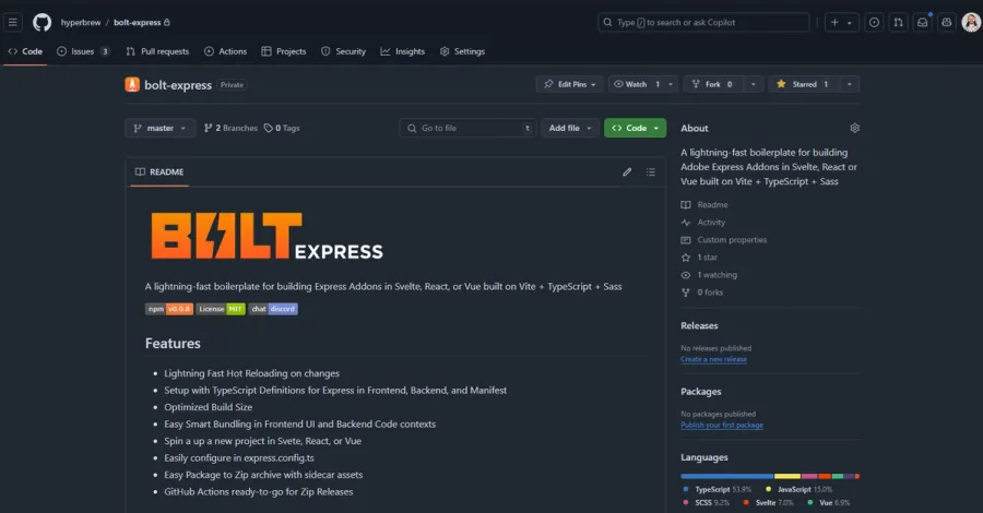 https://github.com/hyperbrew/bolt-express