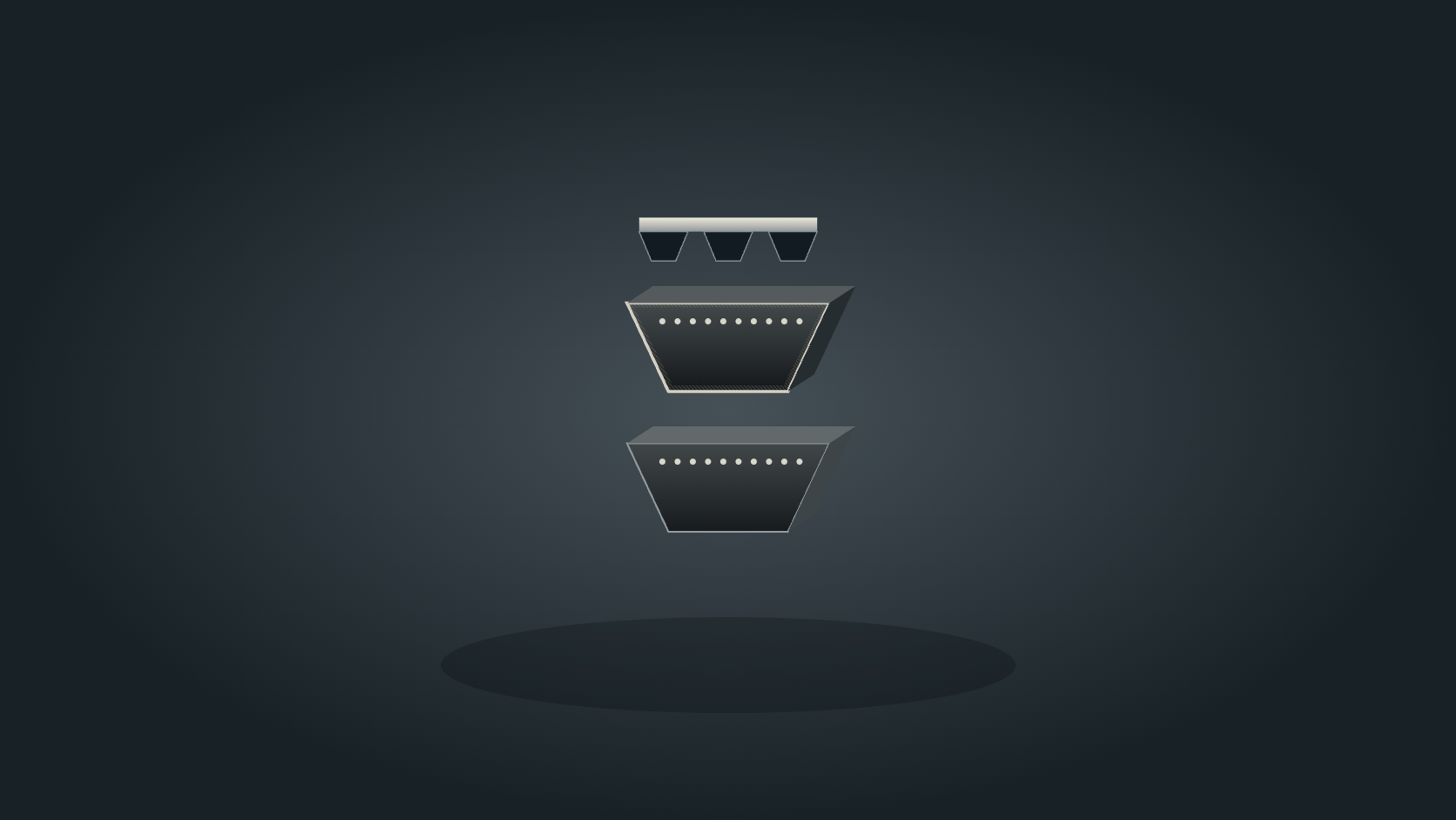 Conceptual illustration of covered and exposed-rubber V-belt sections, with a separate joined belt assembly; these are independent construction features.