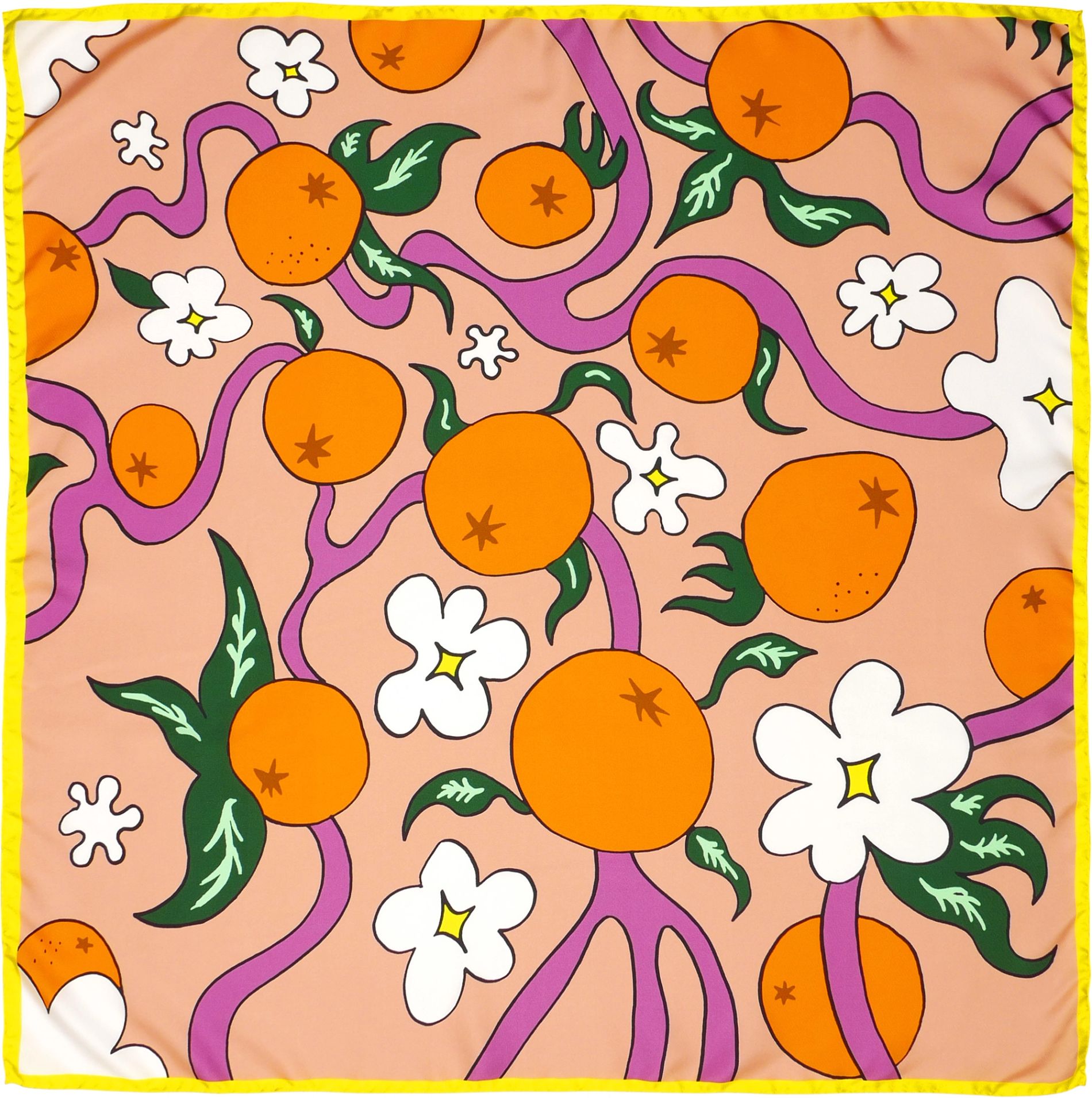 ORANGE BLOSSOMS SILK-TWILL FOULARD