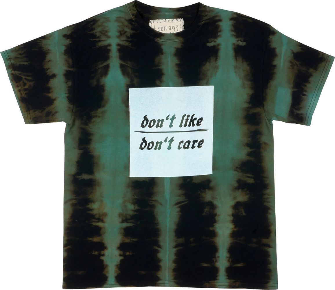 Teenage Angst "Don't like, don't care" T-Shirt - tie dye vertical blue