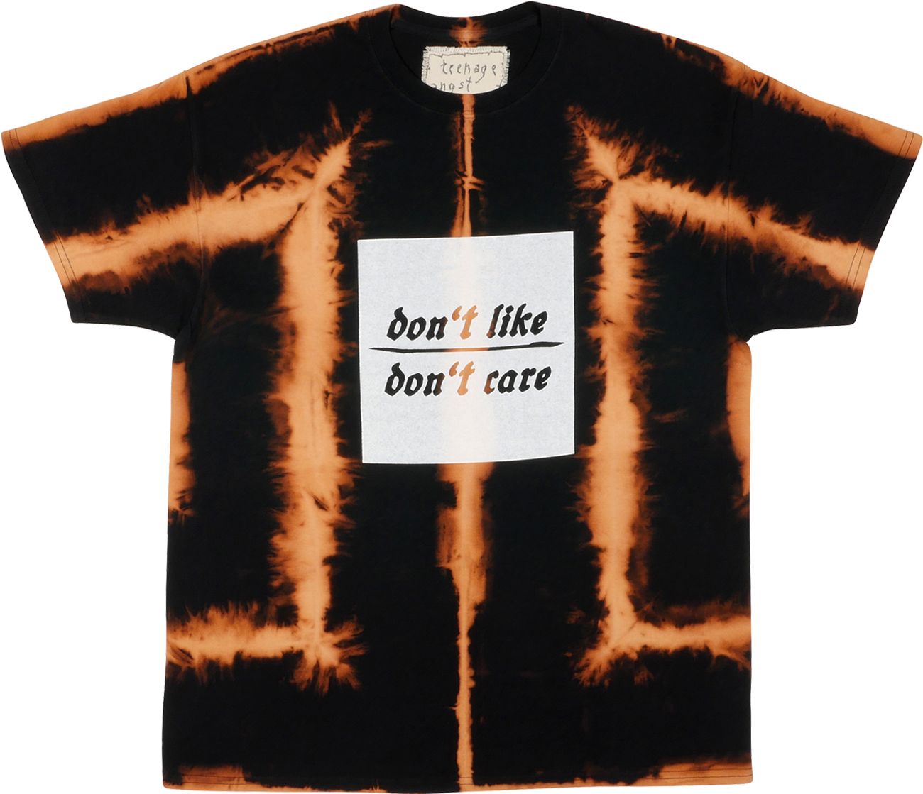 Teenage Angst "Don't like, don't care" T-Shirt - tie bleach square