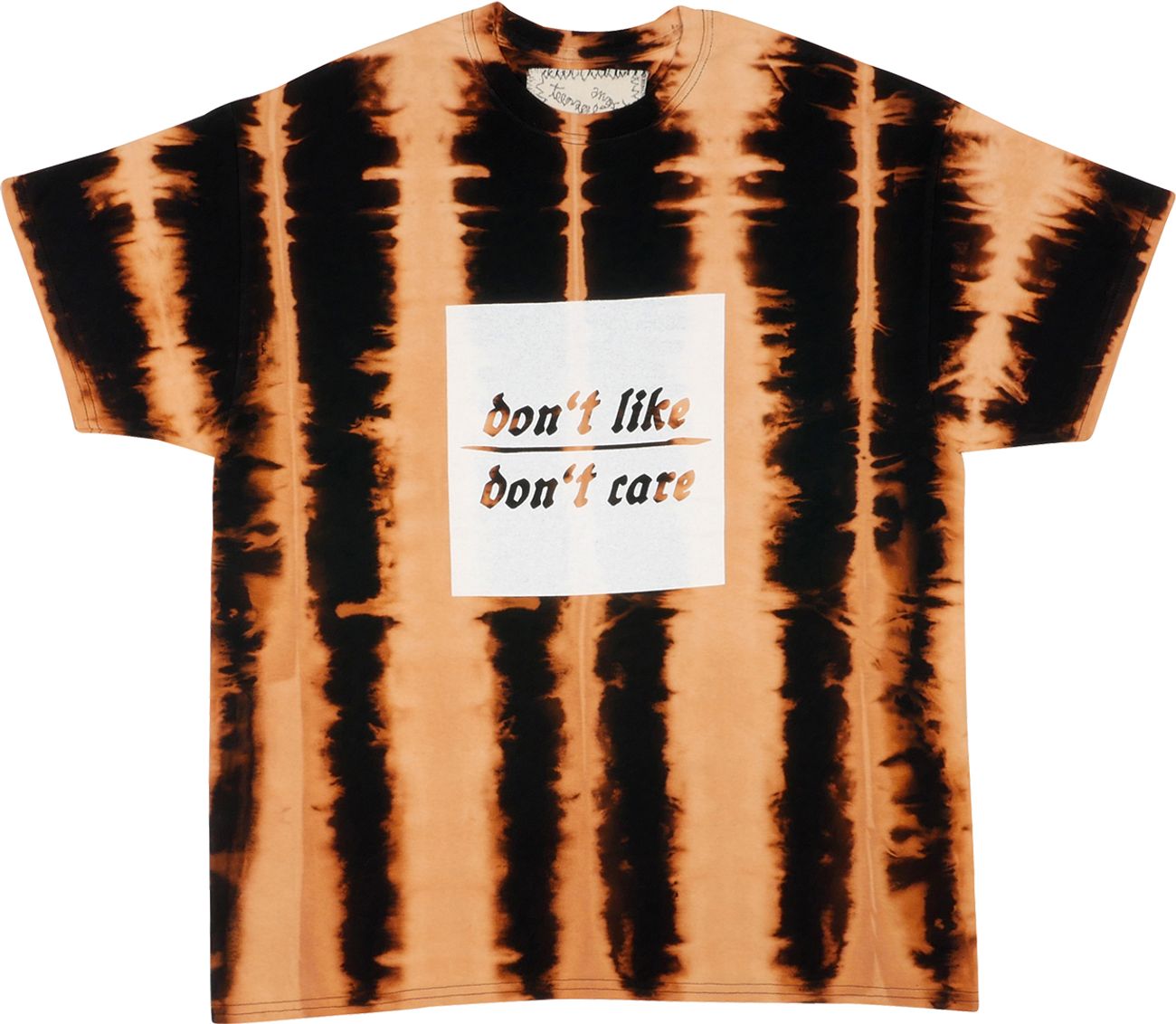 Teenage Angst "Don't like, don't care" T-Shirt - tie bleach vertical
