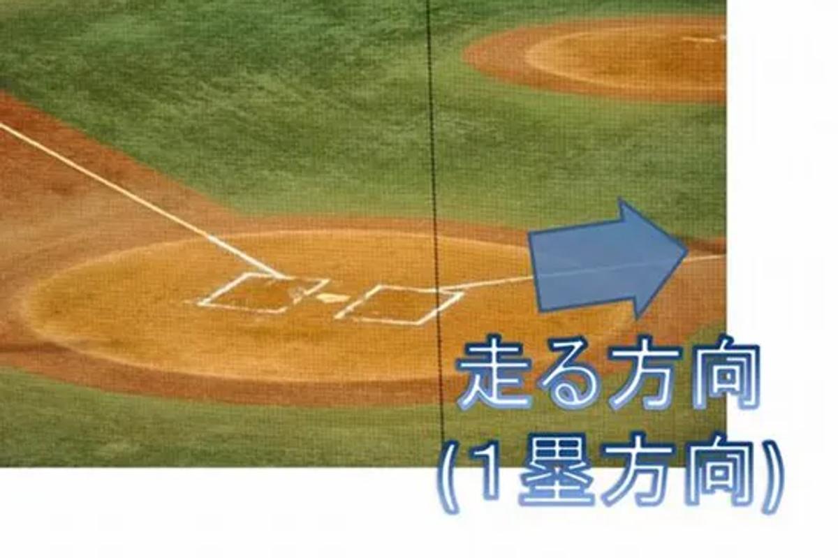 野球の打った後、走る方向