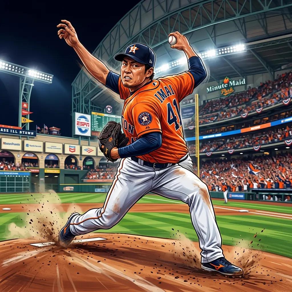 アストロズのユニフォームで投球する今井達也